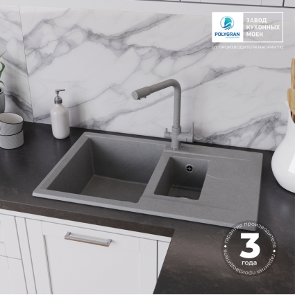 Мойка кухонная POLYGRAN BRIG 770 (серый №14)